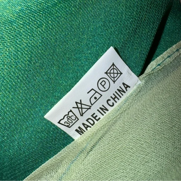 Ombre Light Green Teal Gradient Silk-Like Long Scarf Shawl Sheer Cover Up Swim - Picture 5 of 5